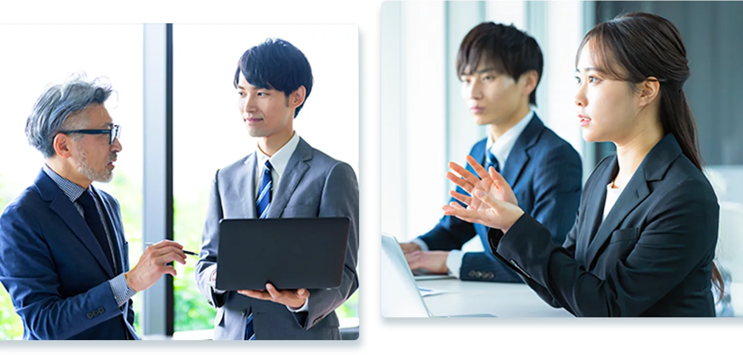 ビジネスの会話をする様子